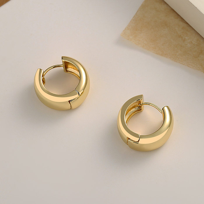 1 Pair Glam Simple Style Solid Color Plating Copper 18K Gold Plated Hoop Earrings