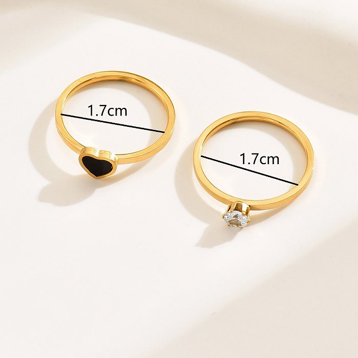 Casual Heart Shape Stainless Steel Plating 18K Gold Plated Rings