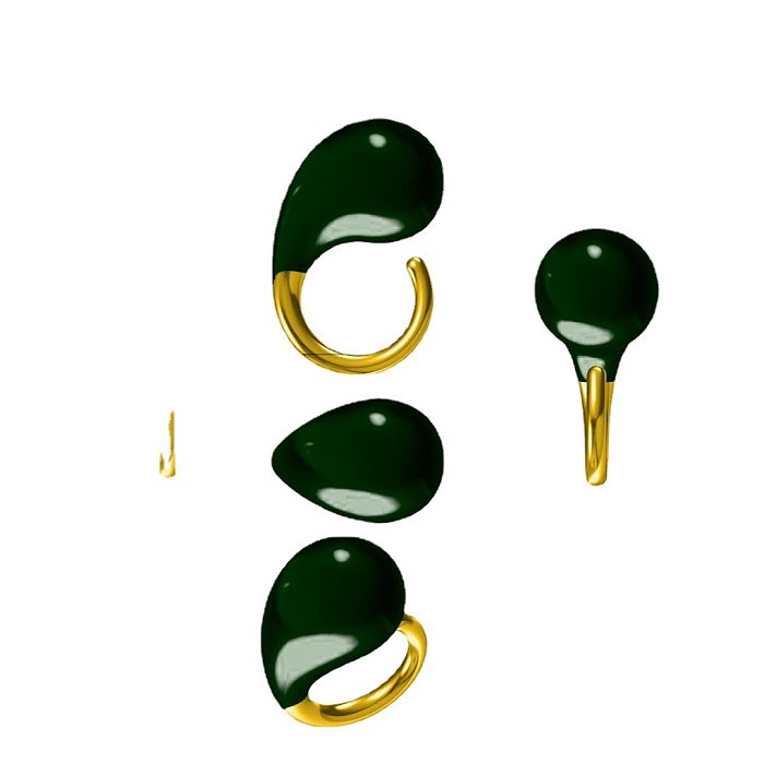Anéis de chapeamento de cobre em bloco colorido de estilo simples e clássico