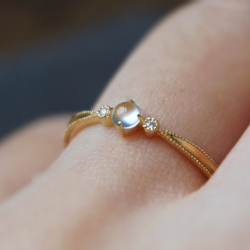 Basic Round Copper Plating Inlay Artificial Gemstones Open Rings