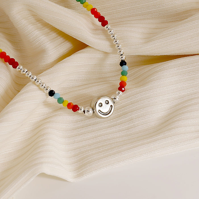 Sweet Streetwear Geometric Smiley Face Copper Plating Necklace