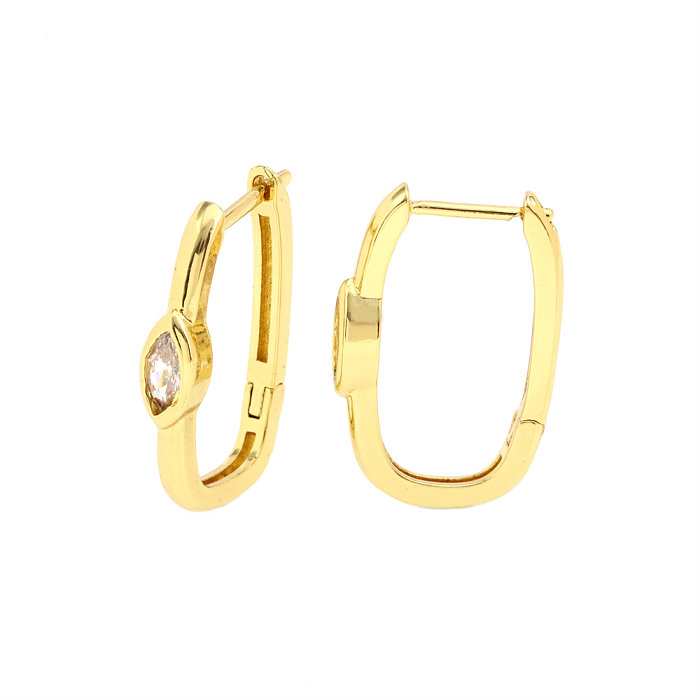 1 Pair Simple Style Square Heart Shape Copper Inlay Zircon Earrings