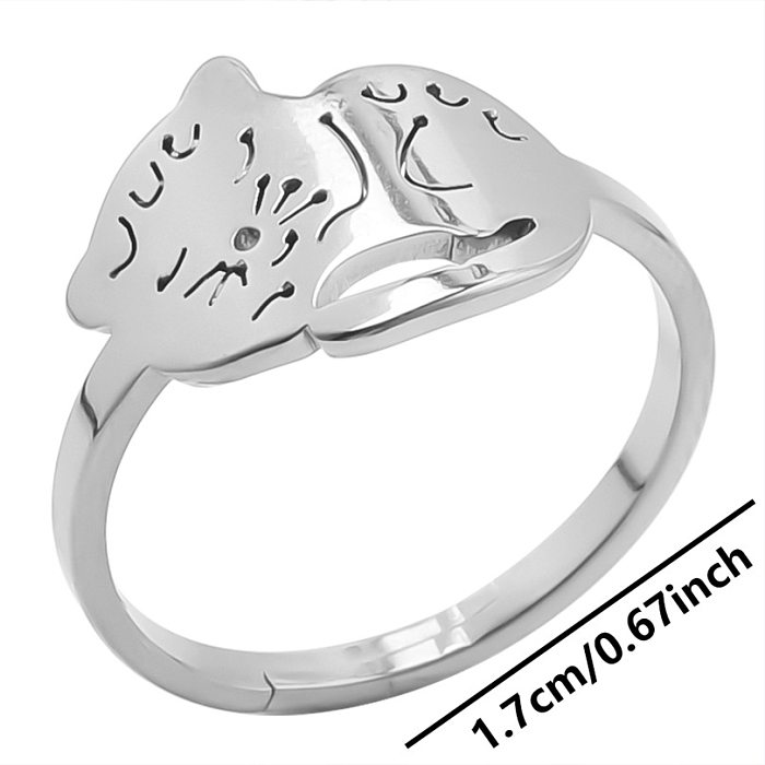Commute Cat Stainless Steel Plating Gold Plated Rings