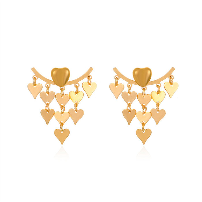 1 Pair Glam Lady Shiny Water Droplets Heart Shape Flower Copper Plating Inlay Crystal Rhinestones Zircon 18K Gold Plated Gold Plated Silver Plated Ear Studs