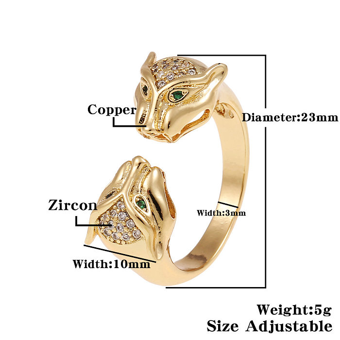Nouveau Cuivre main bijoux hip-hop léopard queue ouverte anneau femme