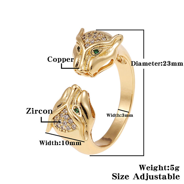 New Copper Hand Jewelry Hip-hop Leopard Open Tail Ring Female