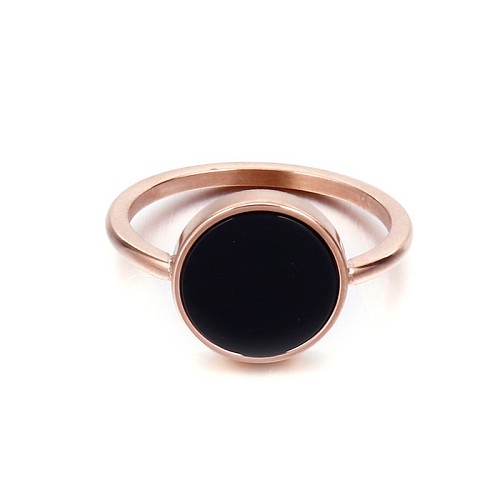 Korea Fashion Simple Stainless Steel Contrast Color Round Ring Wholesale jewelry