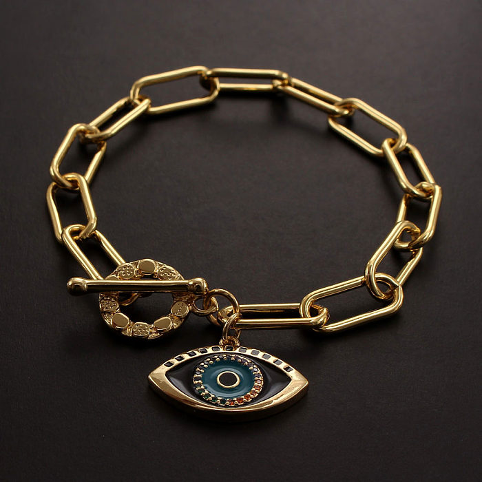 Bracelets ronds en Zircon avec incrustation de cuivre oeil du diable, 1 pièce