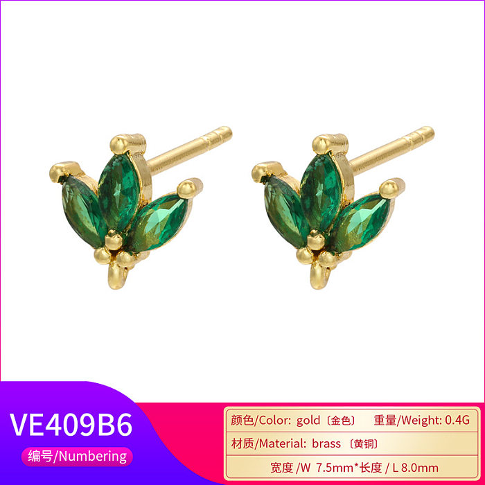 Retro Geometric Green Gemstones Diamond Copper Earrings Wholesale jewelry
