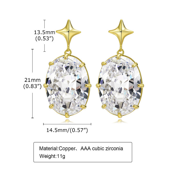 1 Pair Simple Style Star Plating Inlay Brass Zircon Gold Plated Ear Studs