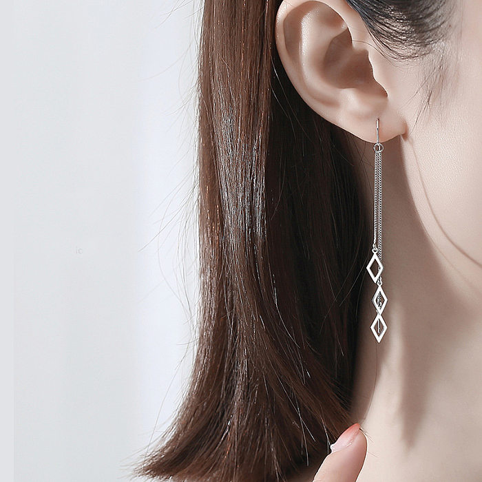 1 paire de boucles d'oreilles pendantes en cuivre de couleur unie, Style Simple