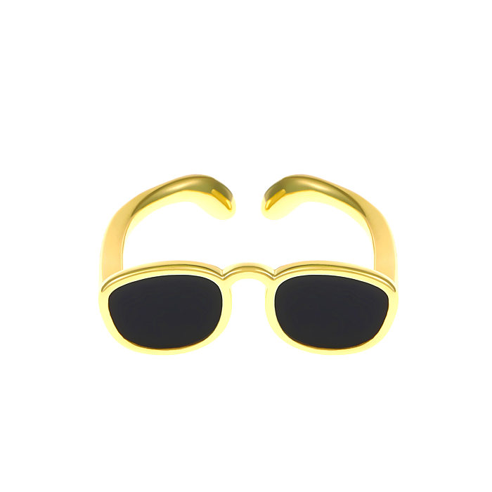 Novelty Glasses Copper Plating Inlay Artificial Diamond Open Rings