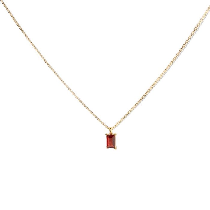 Pingente de zircão retangular simples da moda banhado a ouro 18 k real retenção de cobre colar