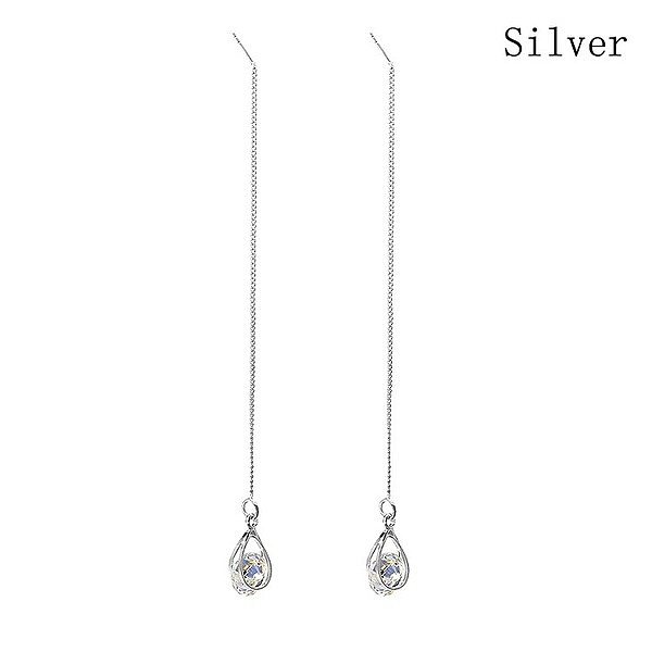 1 Pair IG Style Simple Style Water Droplets Plating Hollow Out Inlay Copper Zircon Ear Line