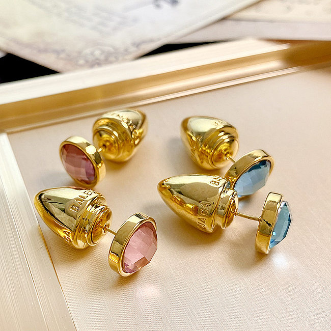1 Pair Simple Style Round Inlay Copper Zircon Ear Studs