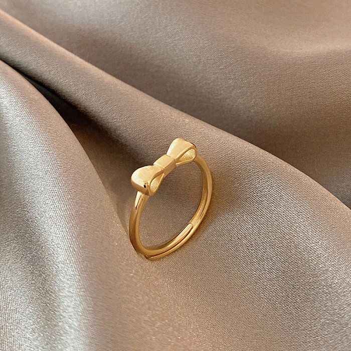 Mode feuille fleur noeud noeud cuivre placage incrustation perle Zircon anneau ouvert 1 pièce