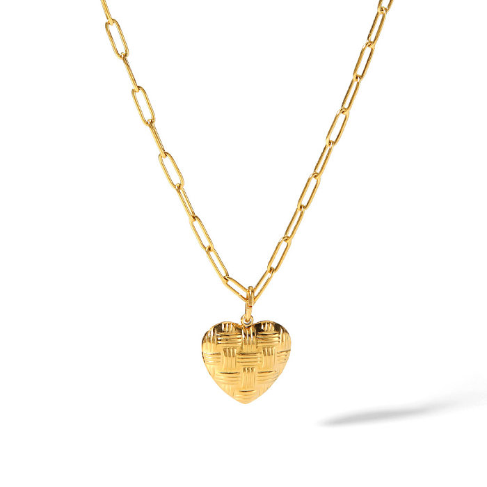 Doce coração forma aço inoxidável titânio chapeamento brincos colar banhado a ouro