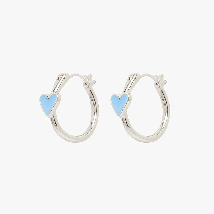 1 Pair Simple Style Heart Shape Copper Enamel Plating Earrings
