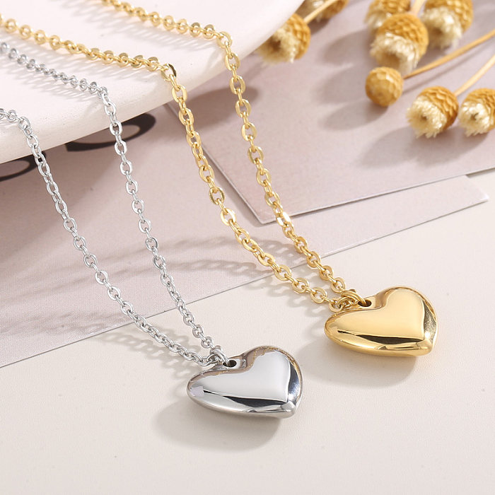 Modern Style Heart Shape Titanium Steel Plating 18K Gold Plated Bracelets Earrings Necklace