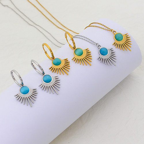Simple Style Classic Style Color Block Titanium Steel Plating Gold Plated Earrings Necklace