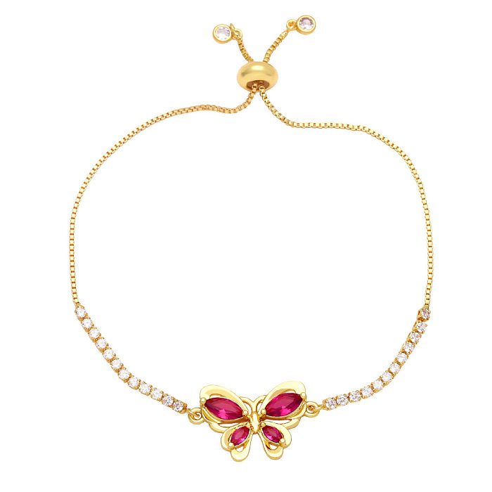 Fashion Simple Butterfly Bracelet Copper 18K Gold-plated Inlaid Zircon Bracelet