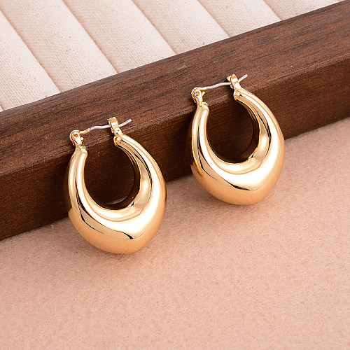 1 paire de boucles d'oreilles en cuivre plaqué géométrique, Style IG Simple, forme C