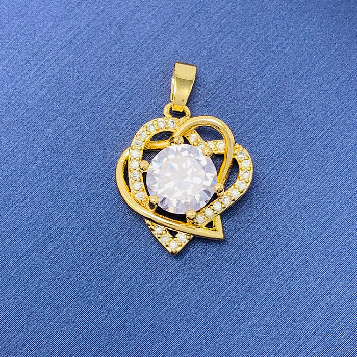 Simple Style Swan Heart Shape Butterfly Copper Irregular Rhinestones Opal Pendant Necklace