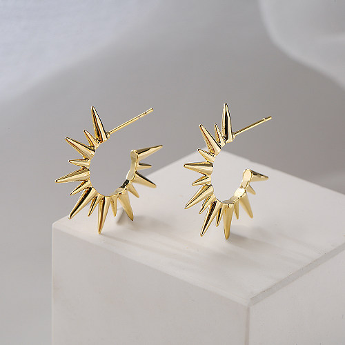 New Style Copper Plating 18K Gold Star C-shaped Earrings