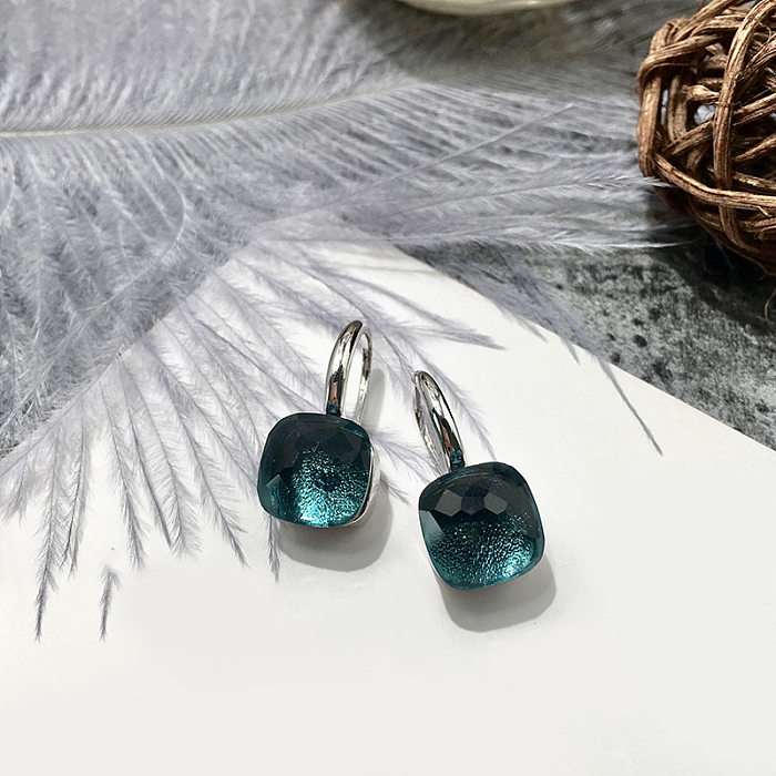 1 Pair Vacation Square Plating Inlay Copper Artificial Crystal Earrings