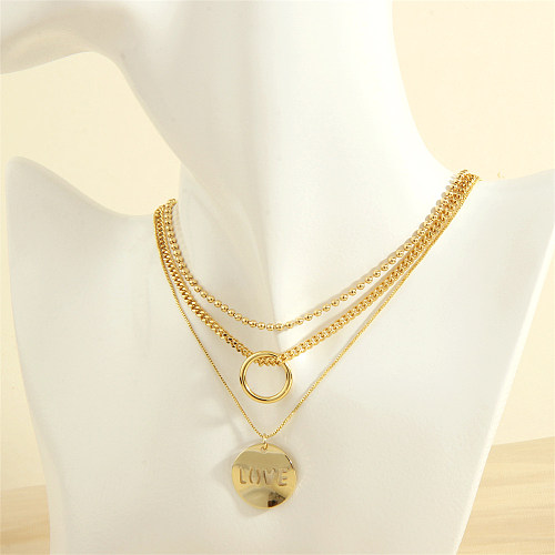 IG Style Love Circle Kupferplattierte 18-Karat-vergoldete Halskette