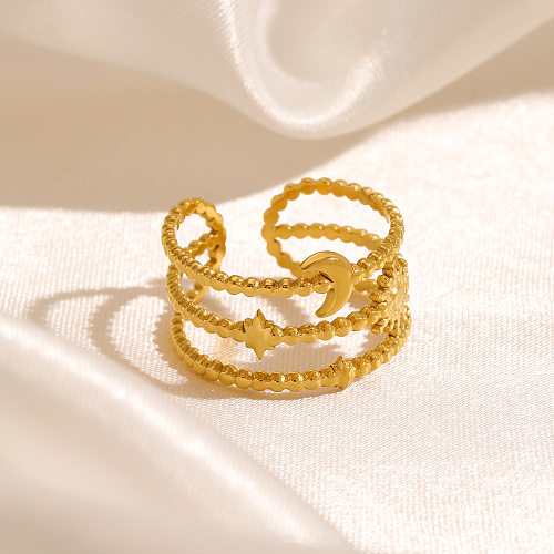 Anéis banhados a ouro com estrela de estilo simples e aço inoxidável