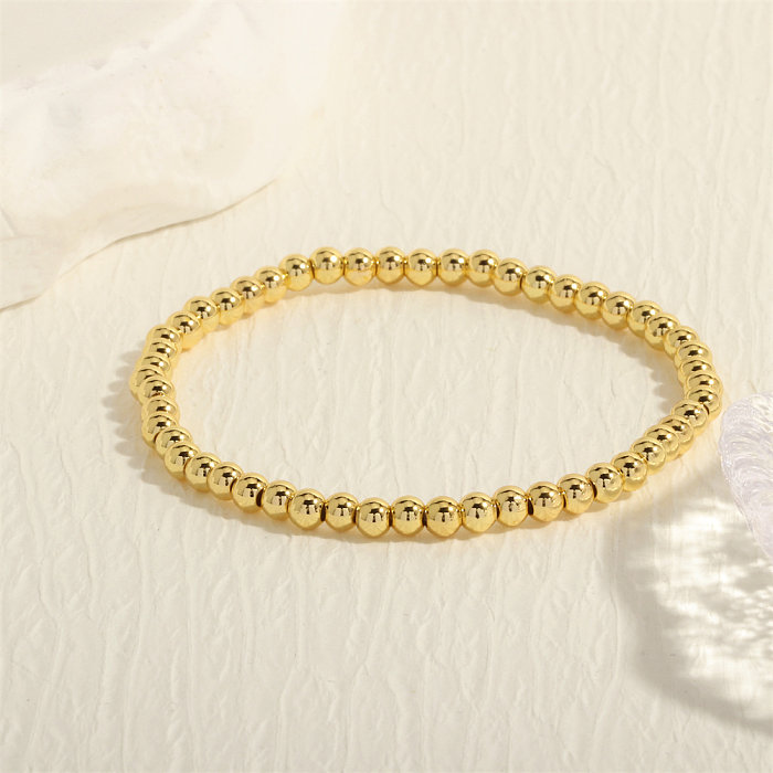 Estilo simples redondo quadrado smiley face cobre frisado artesanal esmalte zircão pulseiras banhadas a ouro 18K