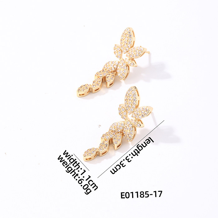 1 par elegante brilhante flor chapeamento incrustação cobre zircão branco banhado a ouro brincos de orelha