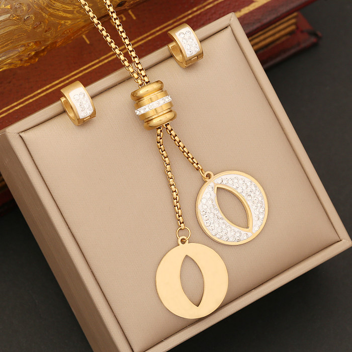 Casual Simple Style Round Star Heart Shape Stainless Steel Plating Inlay Artificial Diamond Jewelry Set
