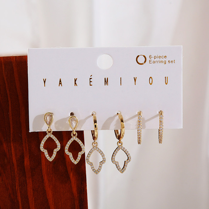 Simple Style Solid Color Copper Plating Inlay Zircon 14K Gold Plated Drop Earrings Earrings