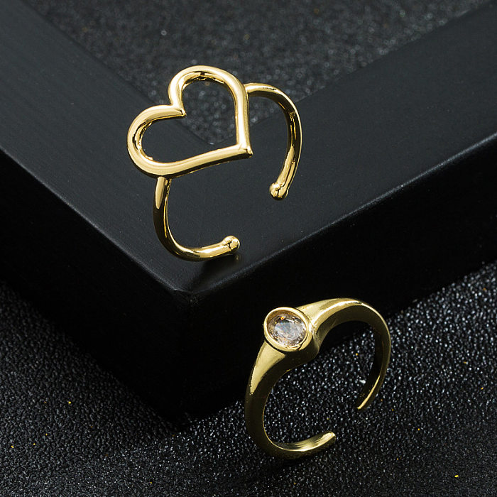 Mode Neue Verkupferung 18K Gold Micro Intarsien Zirkon Offenen Weiblichen Hohl Ring