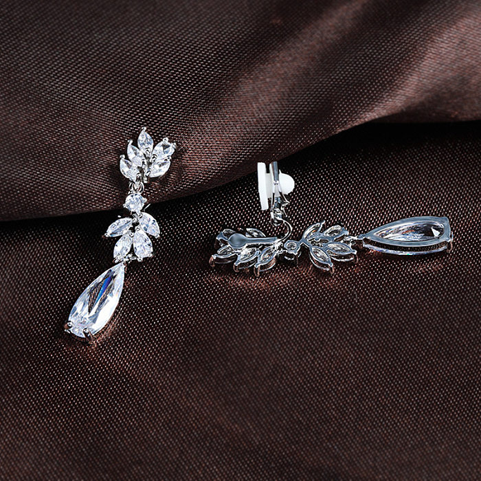1 Pair Luxurious Geometric Water Droplets Plating Inlay Copper Zircon Drop Earrings