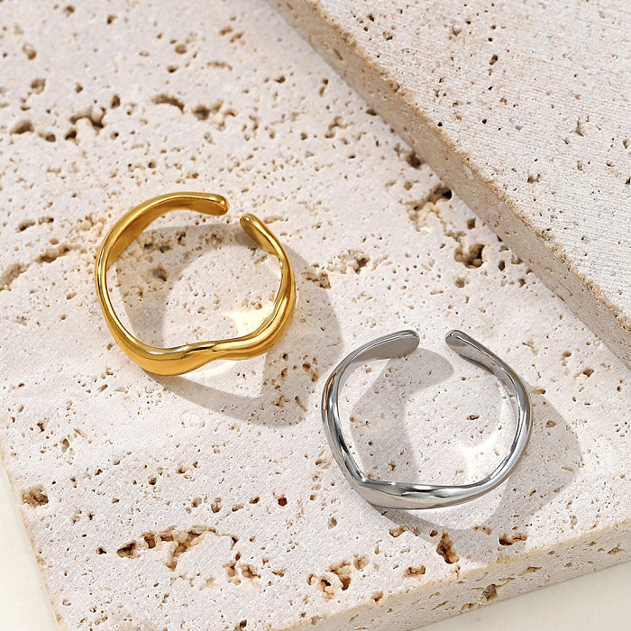 Glam Luxurious Irregular Geometric Stainless Steel Plating Gold Plated Silver Plated Open Rings