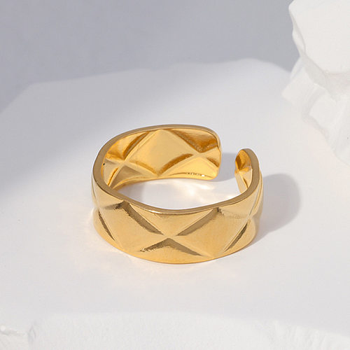 Offener Ring im schlichten Rhombus-Stil mit Edelstahlbeschichtung