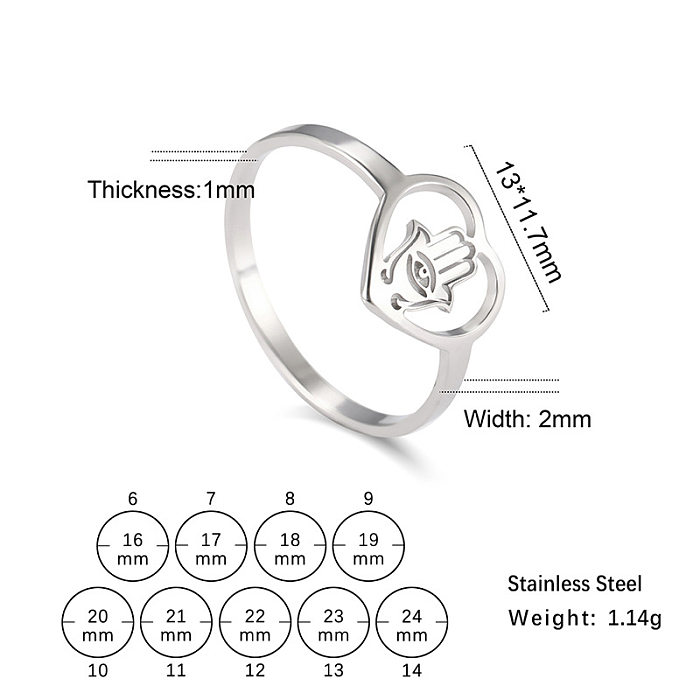 IG Style Simple Style Palm Heart Shape Eye Stainless Steel Rings In Bulk