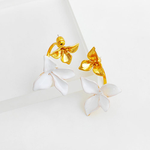 1 Paar süße Blumen-Ohrringe mit Kupferbeschichtung