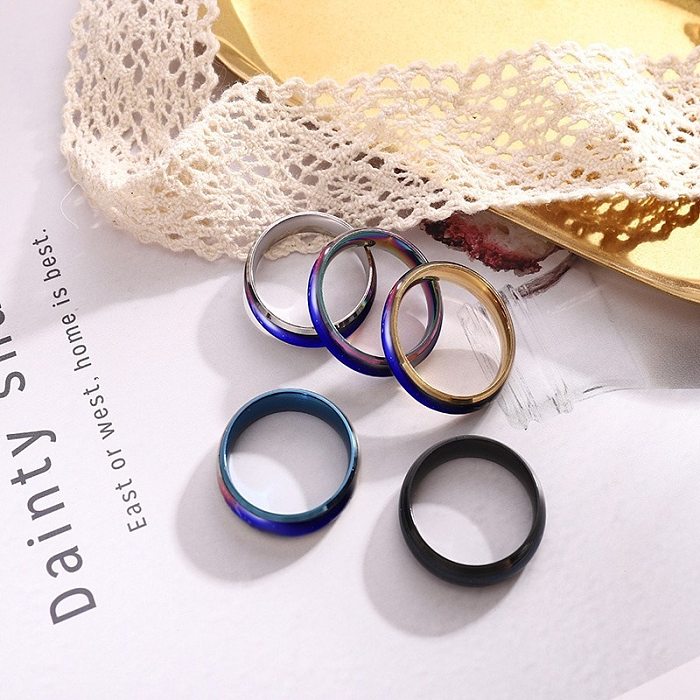Fashion Round Stainless Steel Plating Rings 1 Piece