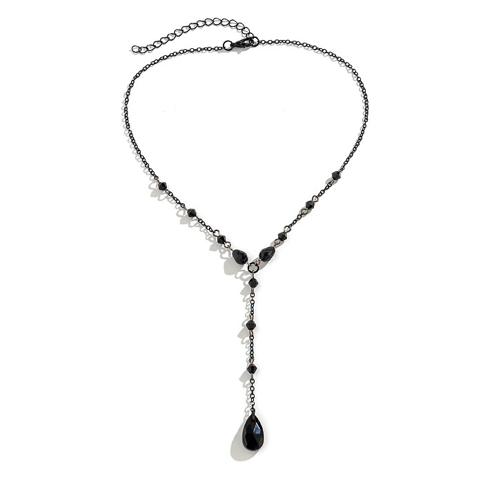 Gothic Vintage Style Irregular Water Droplets Crystal Copper Necklace In Bulk