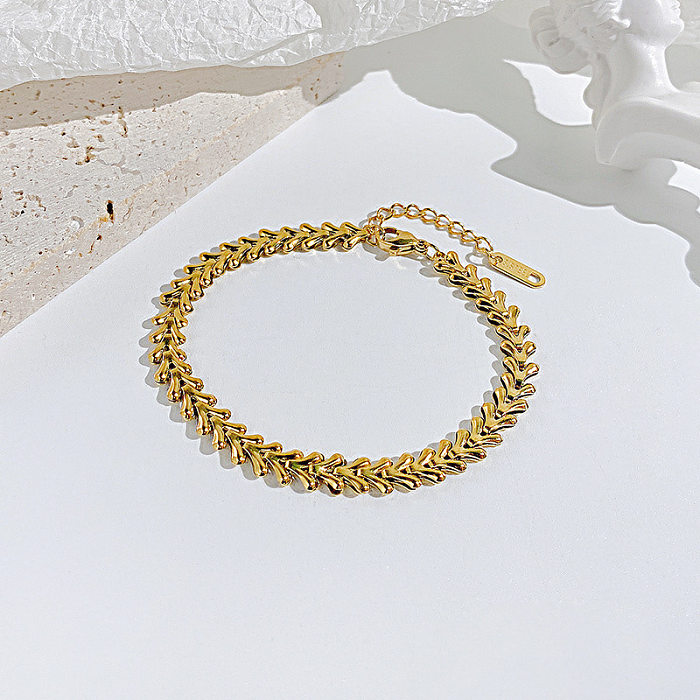 Modern Style Solid Color Titanium Steel Plating 18K Gold Plated Bracelets Necklace