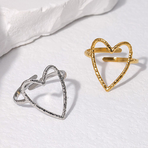 Sweet Heart Shape Stainless Steel Plating Hollow Out Open Ring 1 Piece