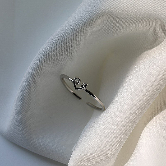 Anéis abertos de cobre em formato de coração de estilo simples básico