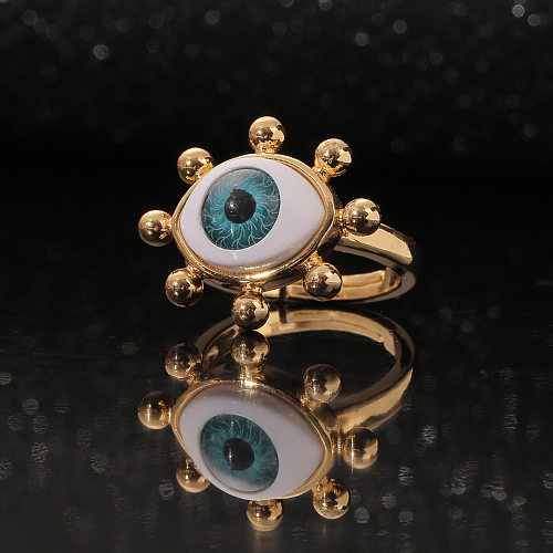 Fashion Vintage Geometric Eye Copper Inlaid Zircon Ring Wholesale jewelry