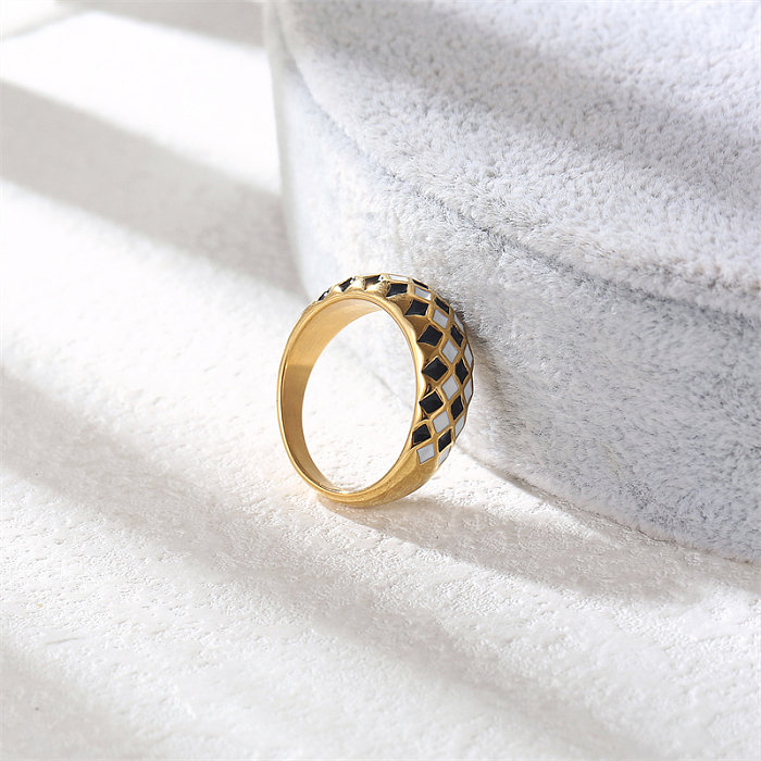 Elegante estilo simples estilo clássico redondo aço inoxidável titânio polimento chapeamento anéis banhados a ouro