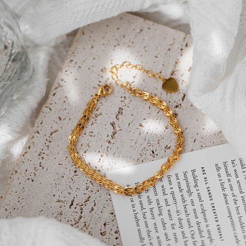 Mode herzförmige einfarbige Titanstahl-Armband-Halskette mit eingelegtem Gold