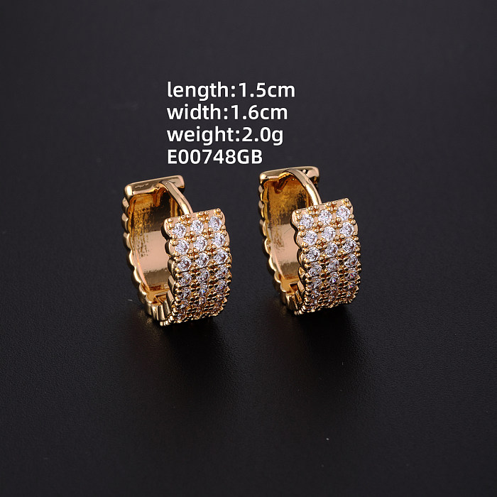 1 Pair Hip-Hop Simple Style Shiny Round Plating Inlay Copper Zircon Gold Plated Hoop Earrings